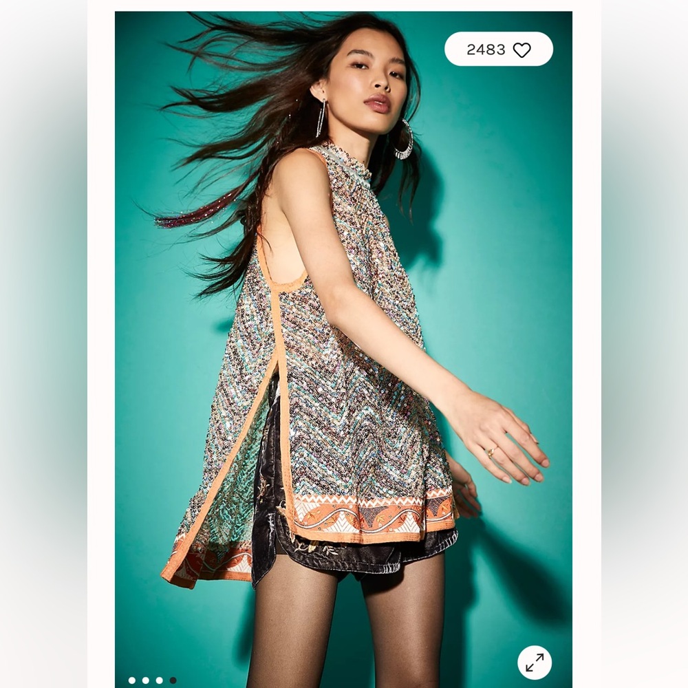 Free People Multicolor Sequin Tunic Top
